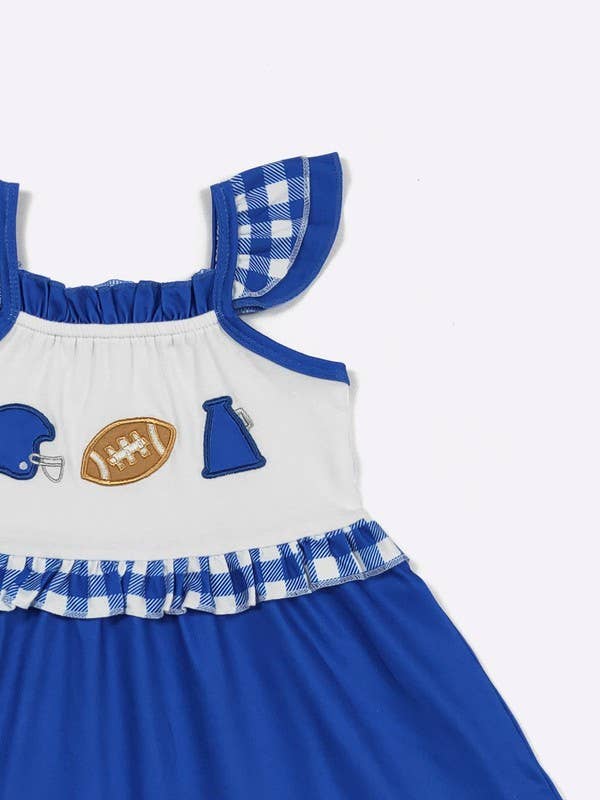 Team Spirit Girls Dress- Blue Embroidery