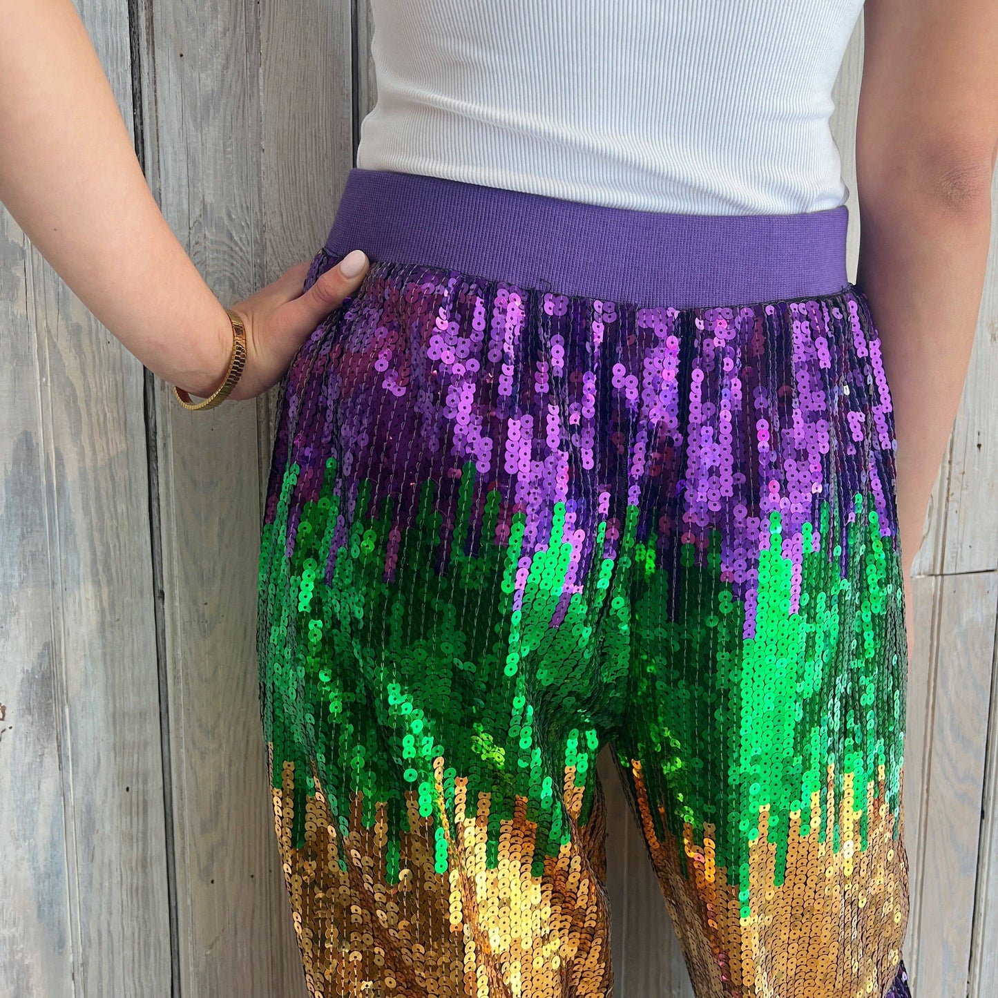 Mardi Gras Ombre Sequin Jogger