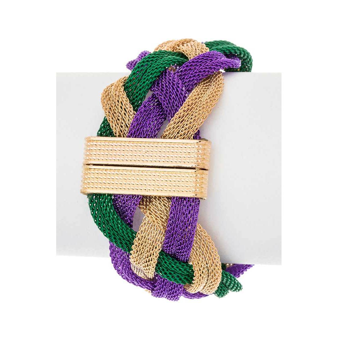 Mardi Gras Metallic Weaved Bracelet