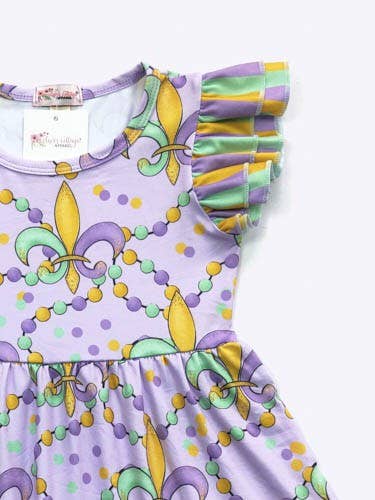 Fleur De Lis Girls Dress Mardi Gras