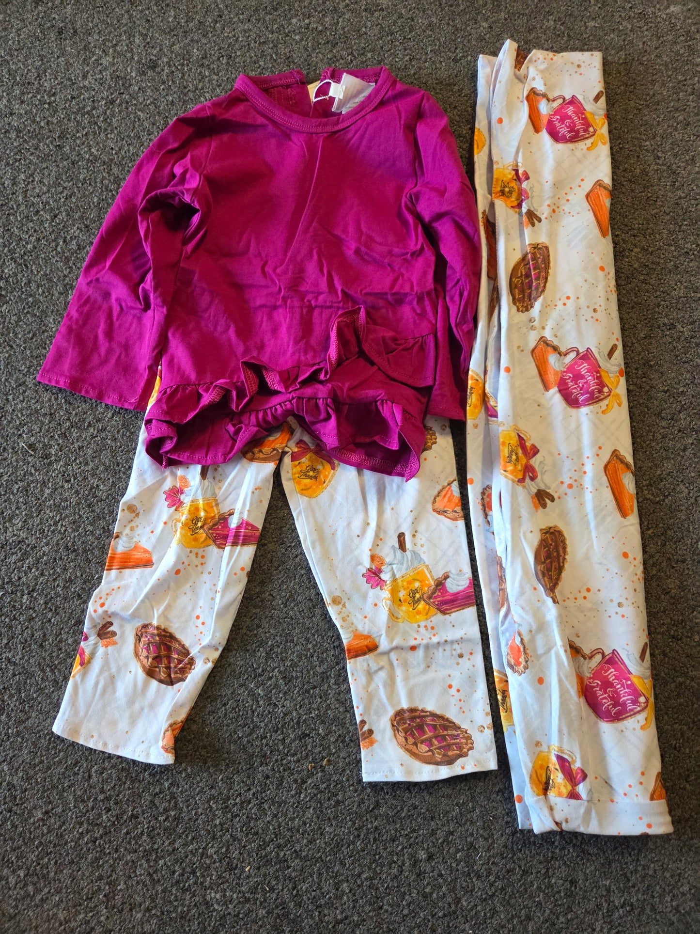 Pink & White Pumpkin Spice and Pie 3 Piece Pant Set