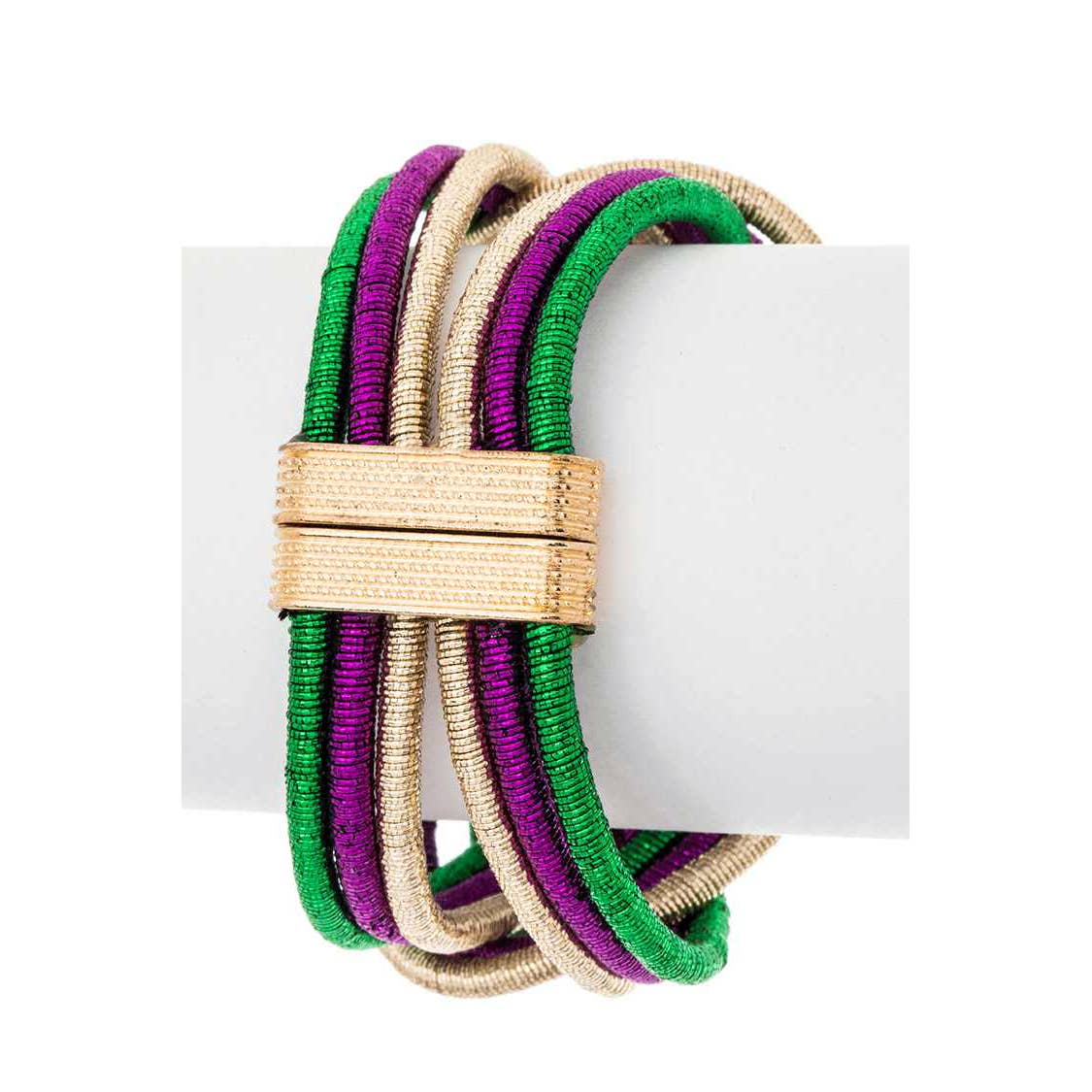 Mardi Gras Metallic Weaved Magnetic Bracelet