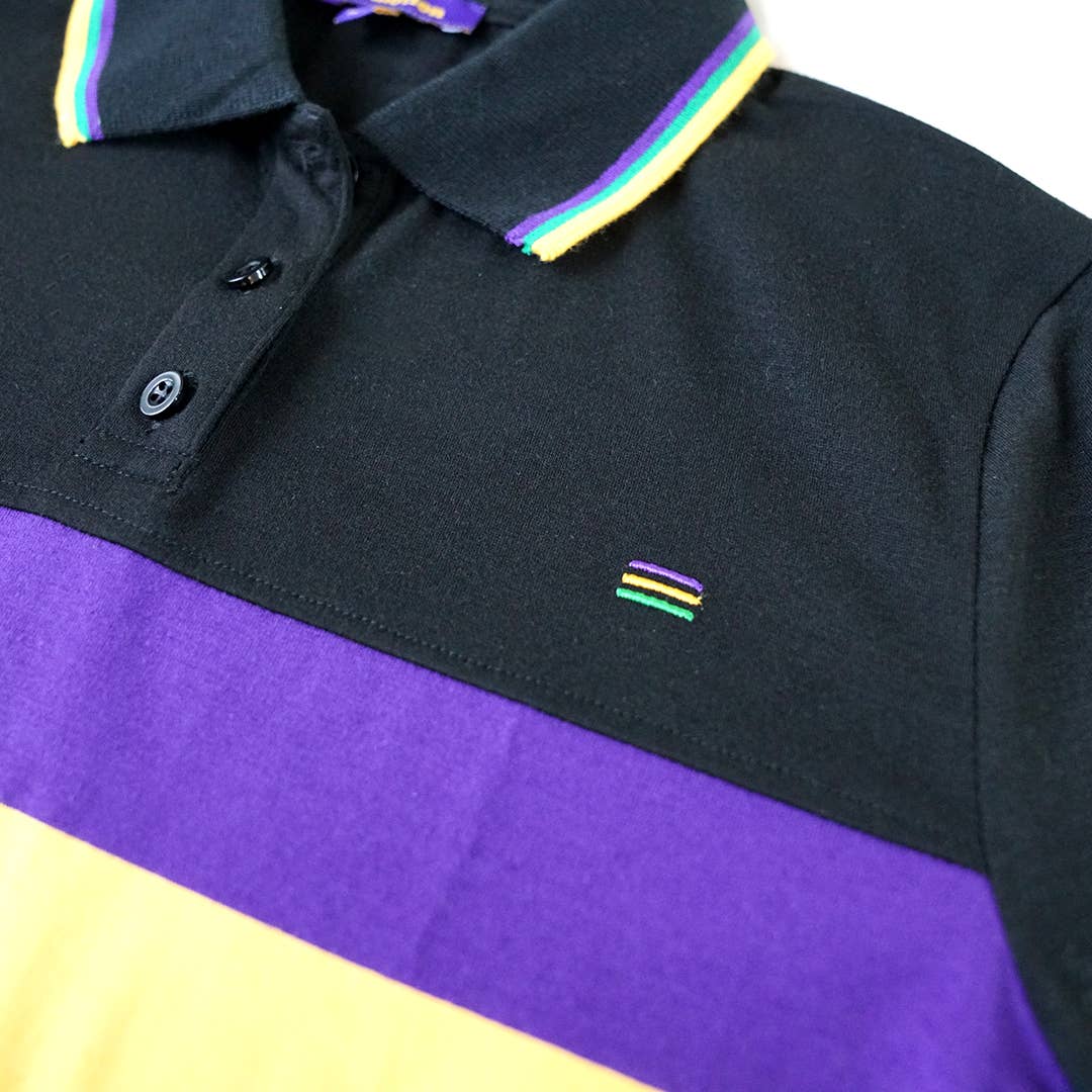 Mardi Gras Polo Long Sleeve Unisex- White