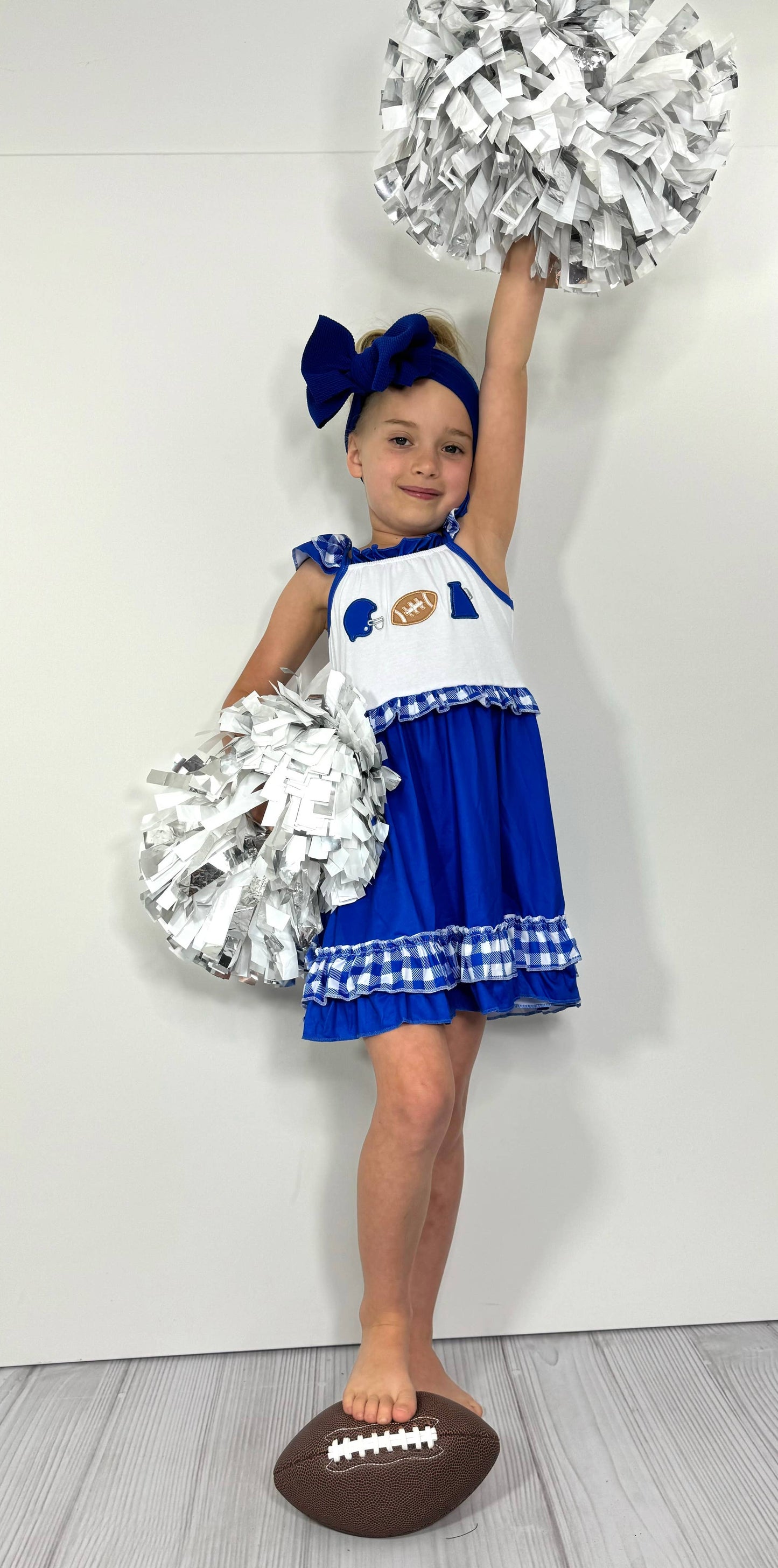 Team Spirit Girls Dress- Blue Embroidery