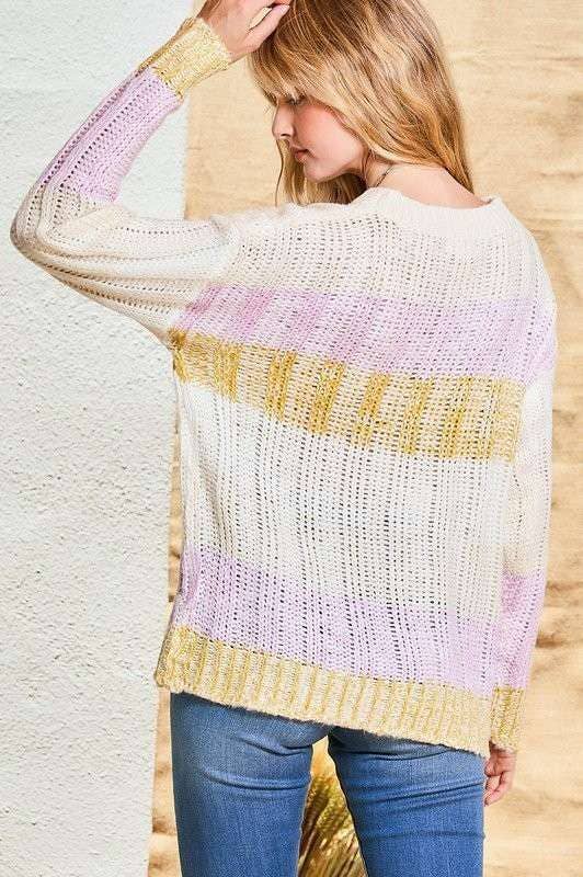 Color Block Sweater- Lavender Multi