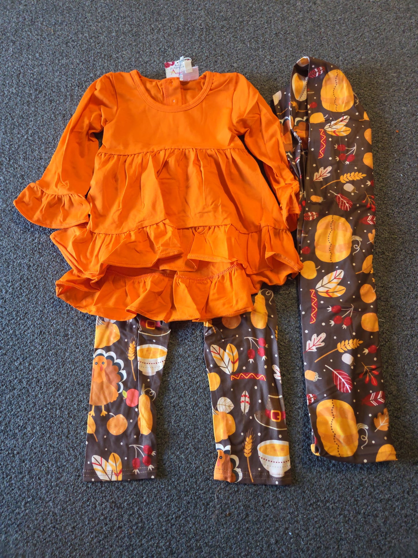 Orange & Brown Thanksgiving 3 Piece Pant Set