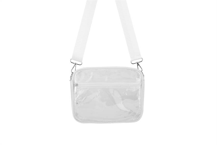 Ladies Clear See Thru Crossbody Fashion Handbag- Red