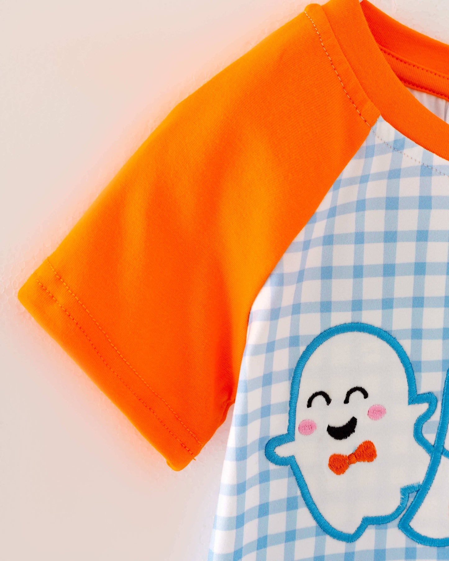 Halloween Blue Plaid Ghost Boy Top