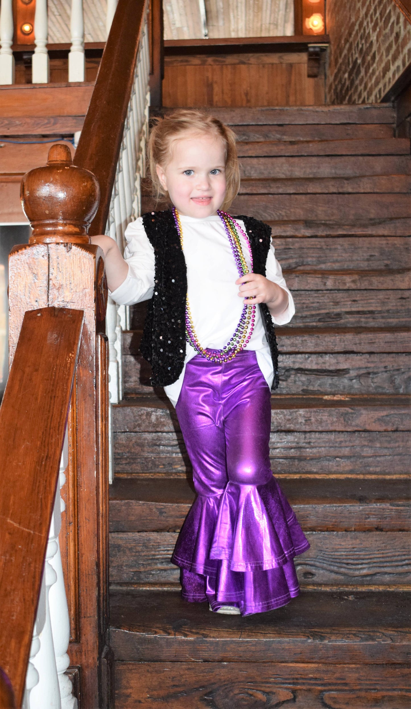 Mardi Gras Foil Double Bell Leggings Toddler & Youth