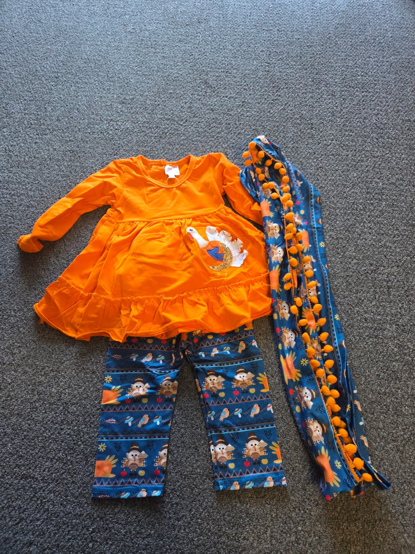 Orange & Navy Turkey 3 Piece Pant Set