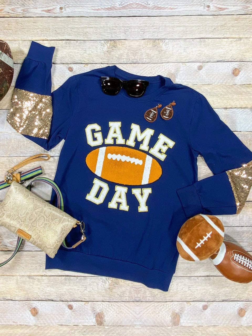 Mommy & Me Game Day Navy Sequins Sleeved Shirt