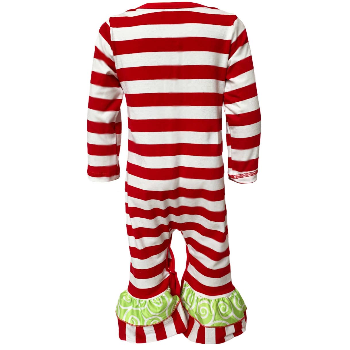 Girls Christmas Romper Reindeer Red Stripes