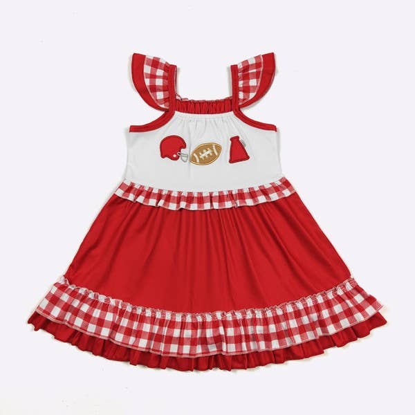 Team Spirit Girls Dress- Red Embroidery