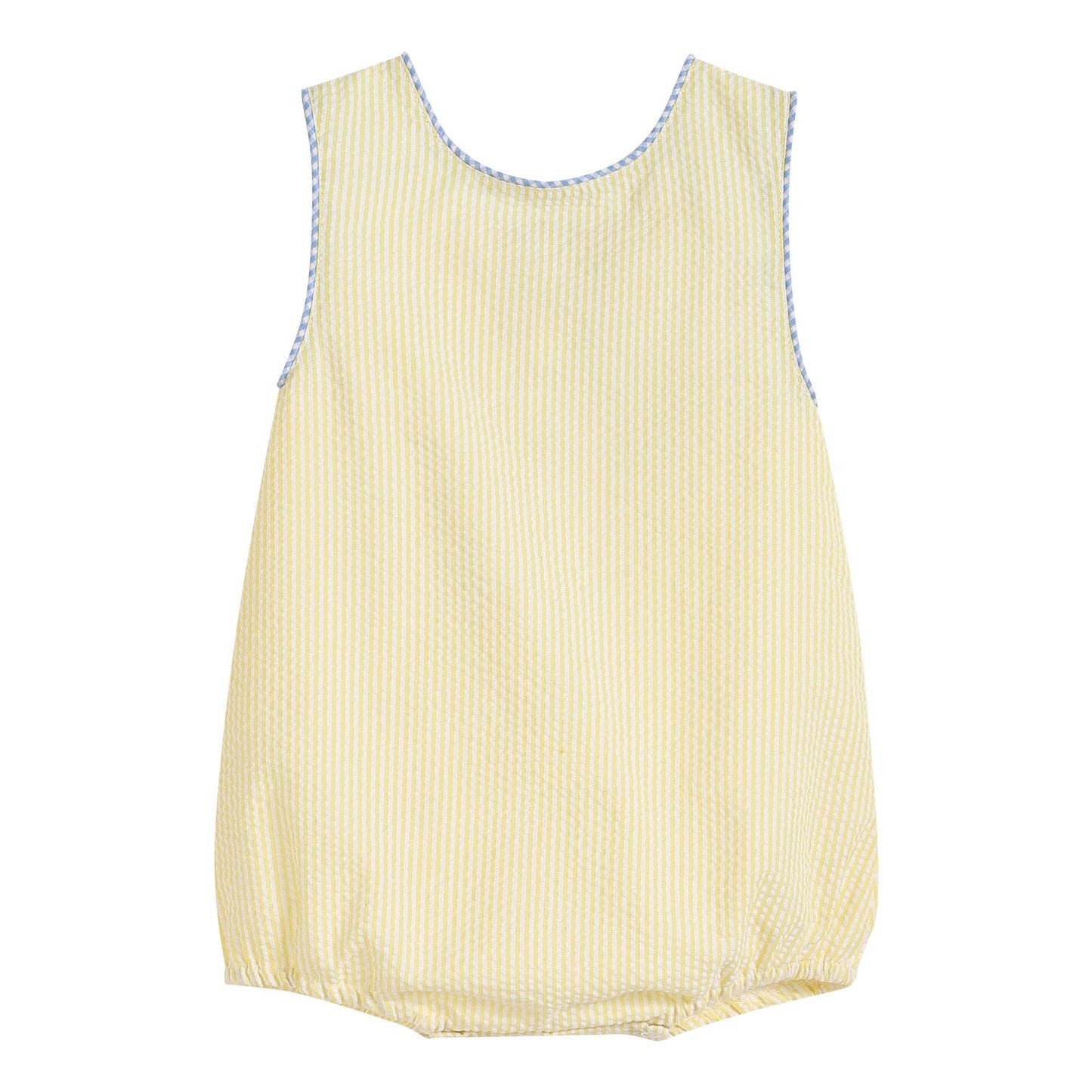 Yellow Seersucker Turtle Baby Romper