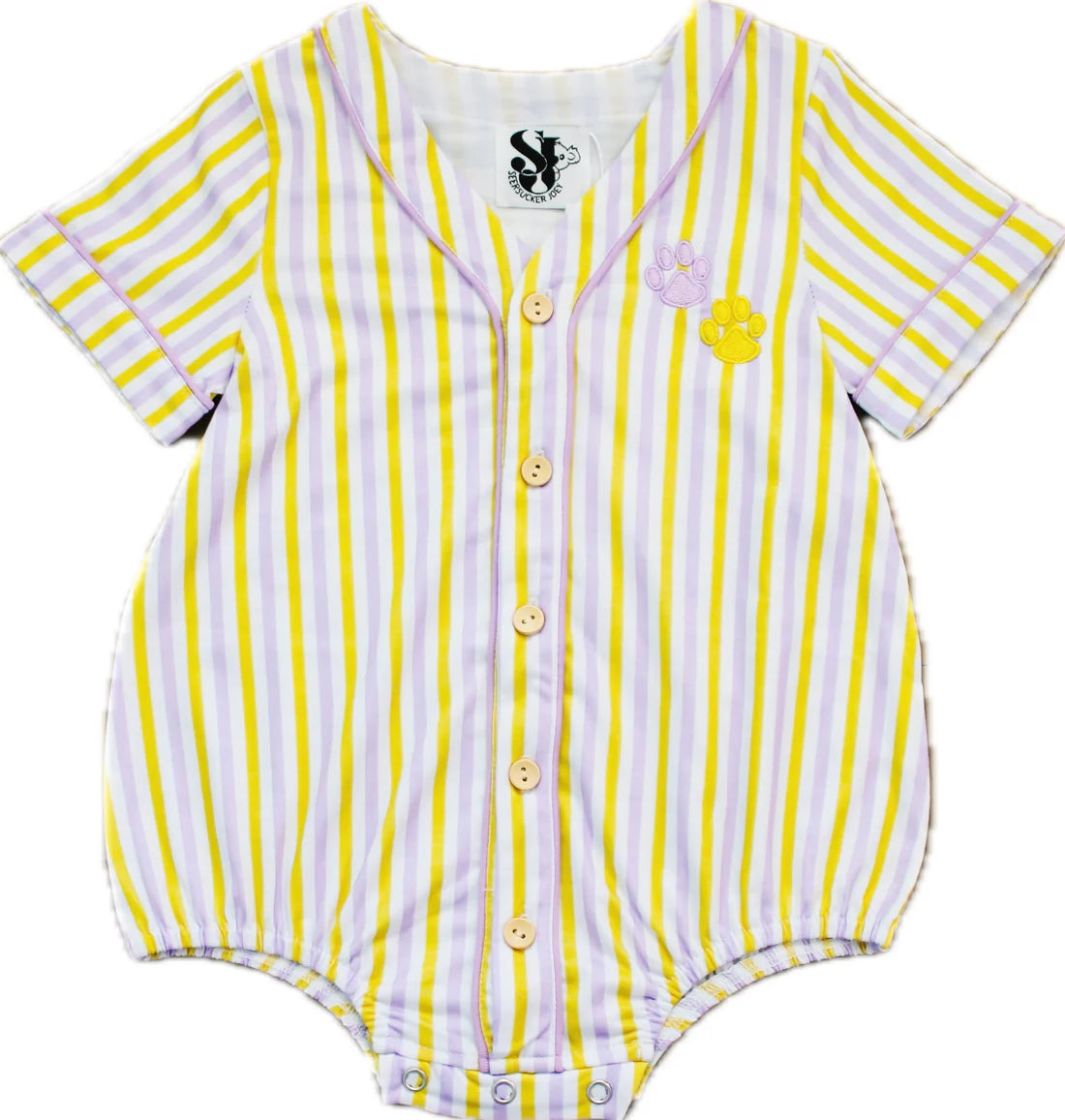 Yellow and Purple Paw Print Jersey Bubble Geaux