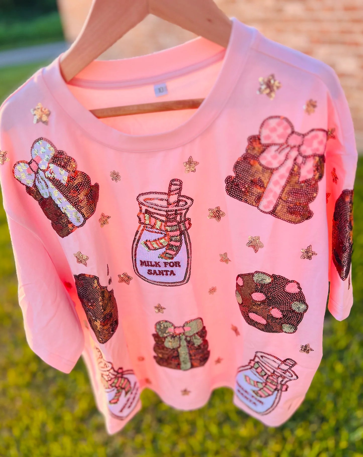 Milk and Cookies for Santa Sequin Tee