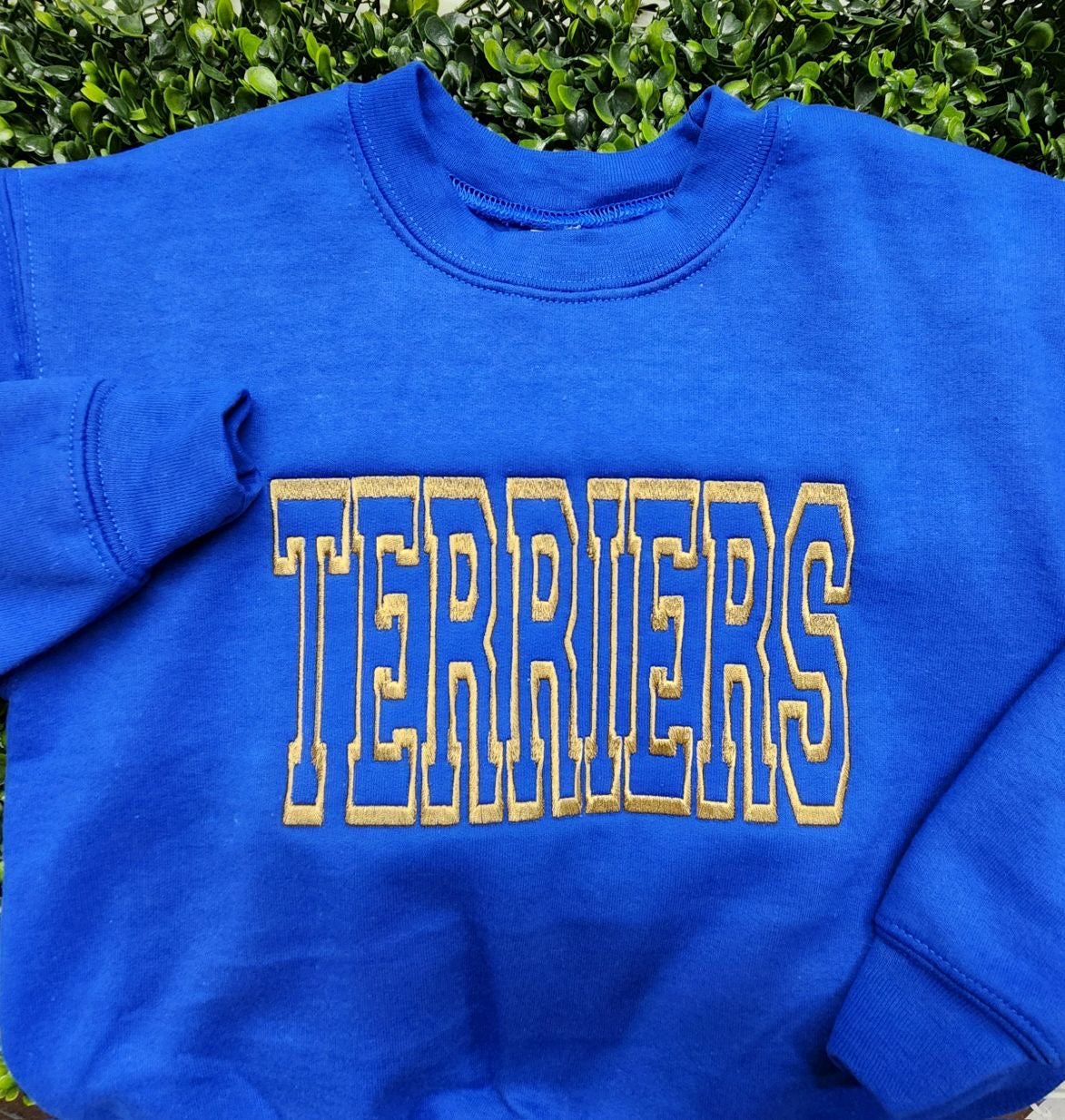Terriers Royal Custom Mascot Embroidered Sweatshirt