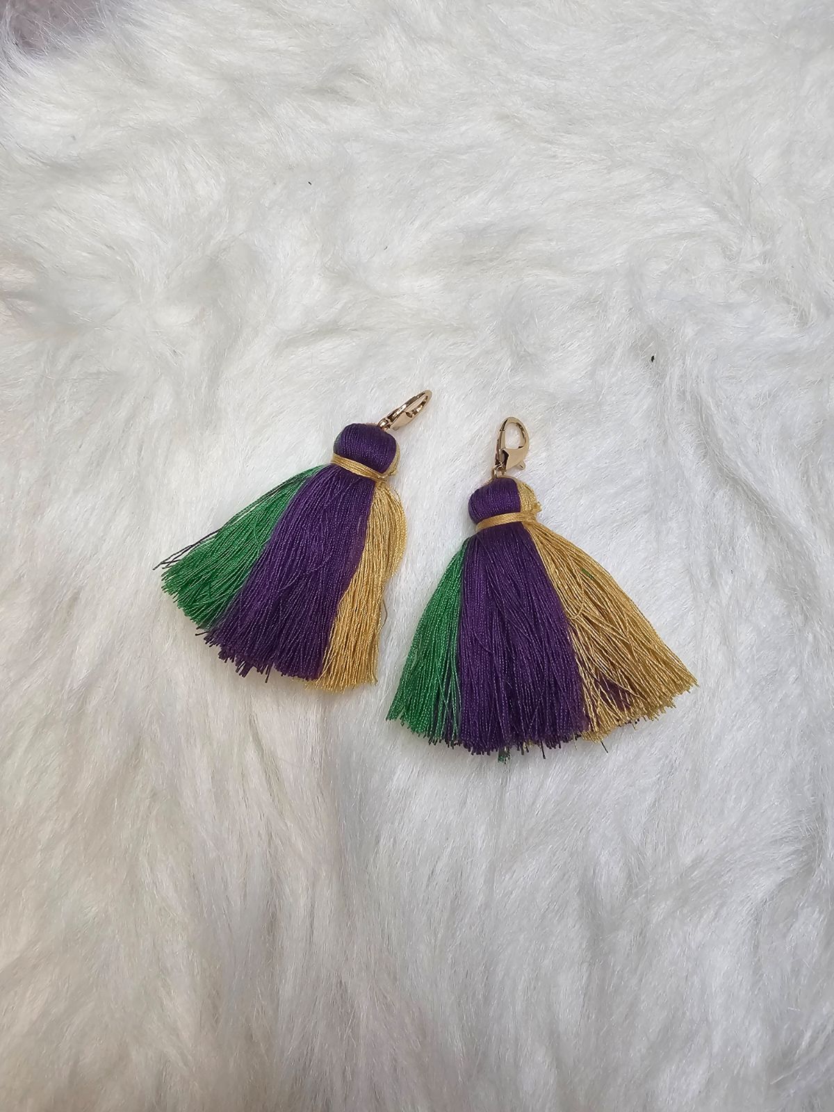 Purple, Green, and Gold Tassels for Boots