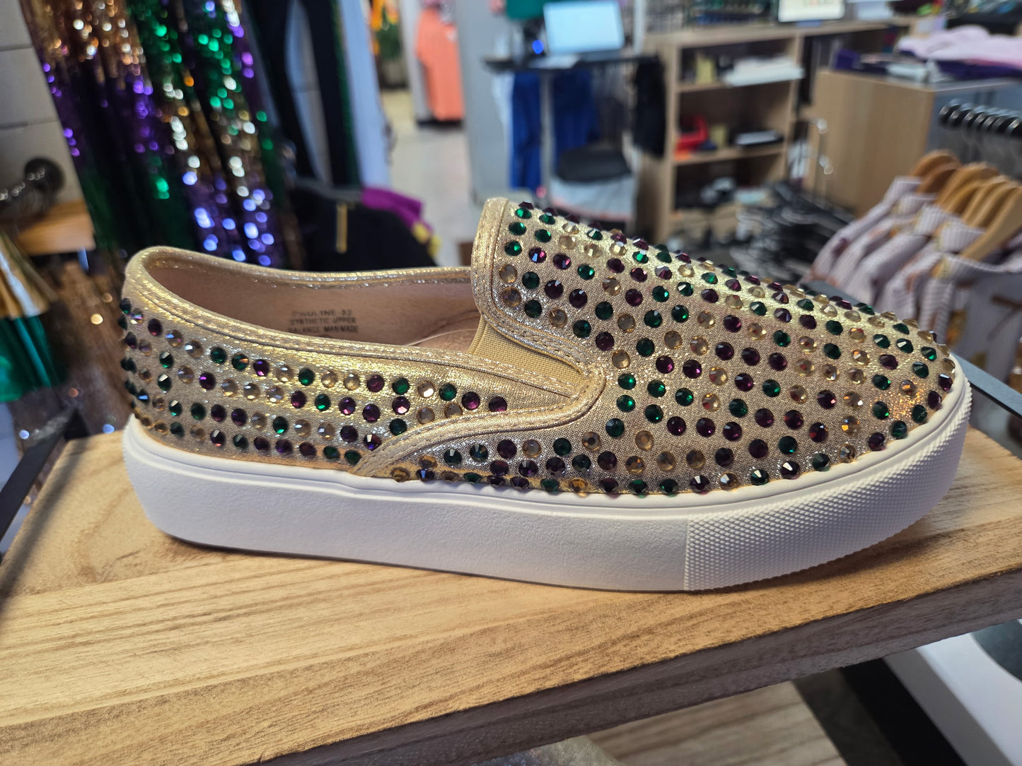 Pauline Slip On Gold Stone Shoes