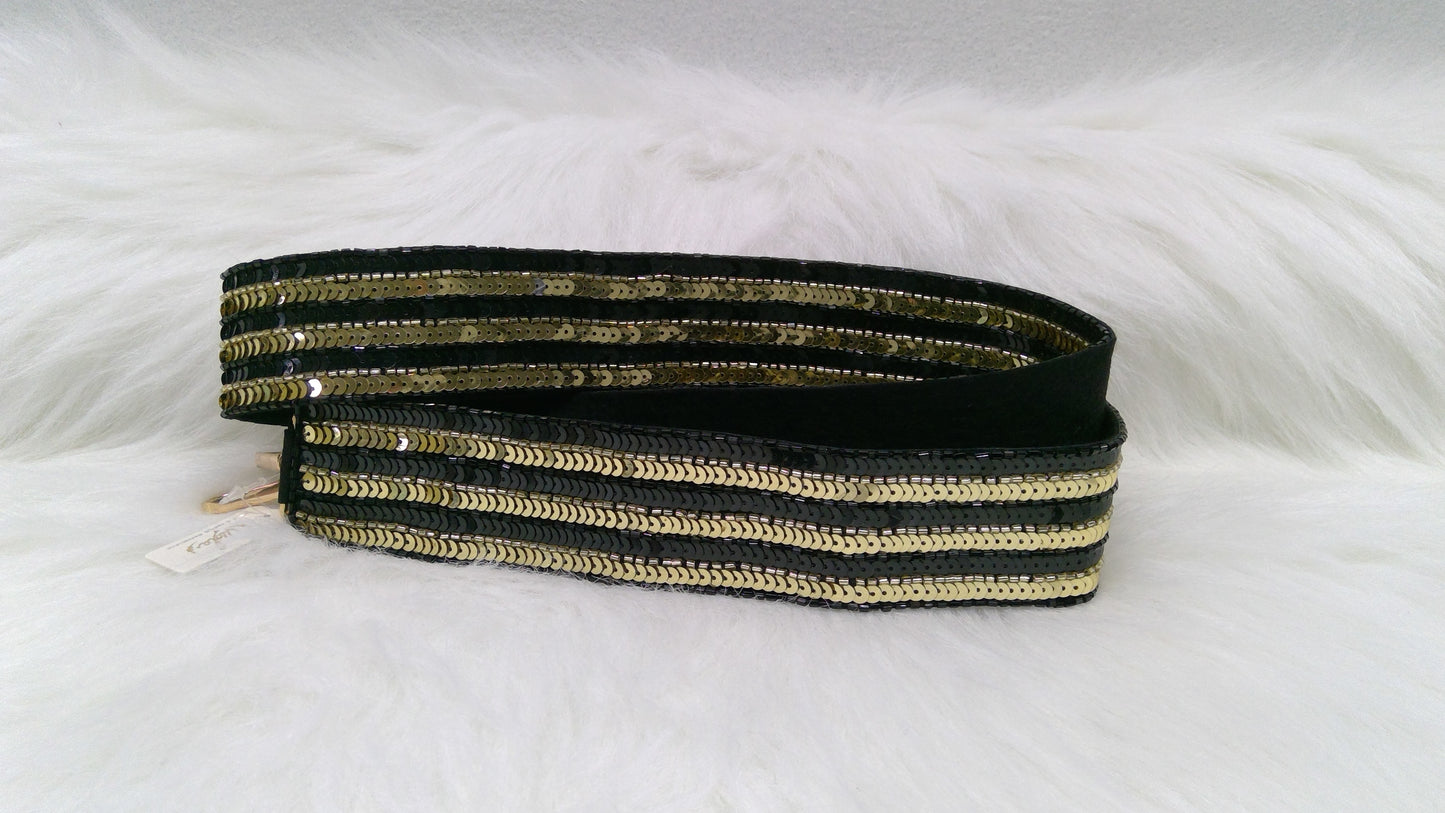 Black and Gold Striped Purse Strap