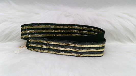 Black and Gold Striped Purse Strap