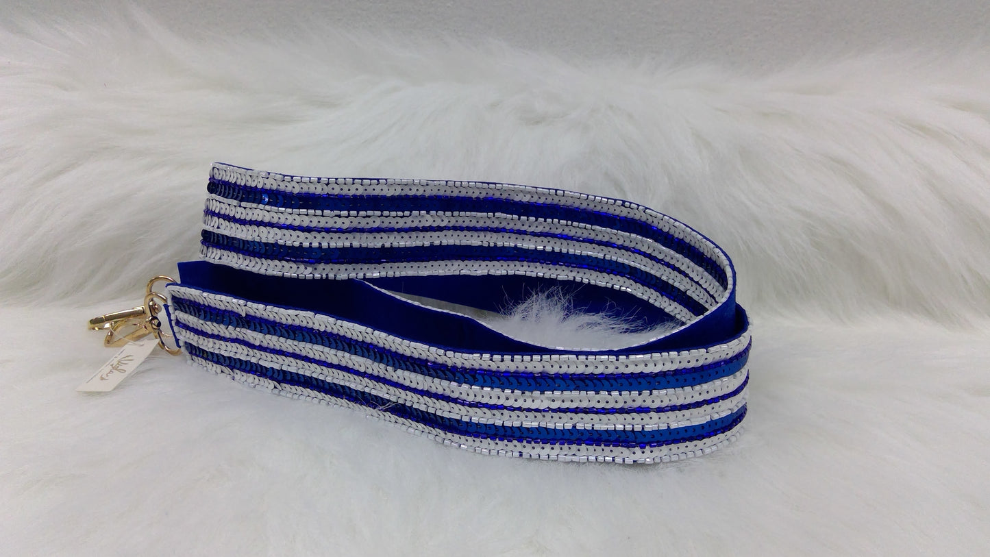 Royal Blue and White Striped Purse Strap