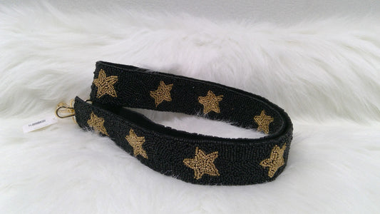 Black and Gold Purse Strap with Stars