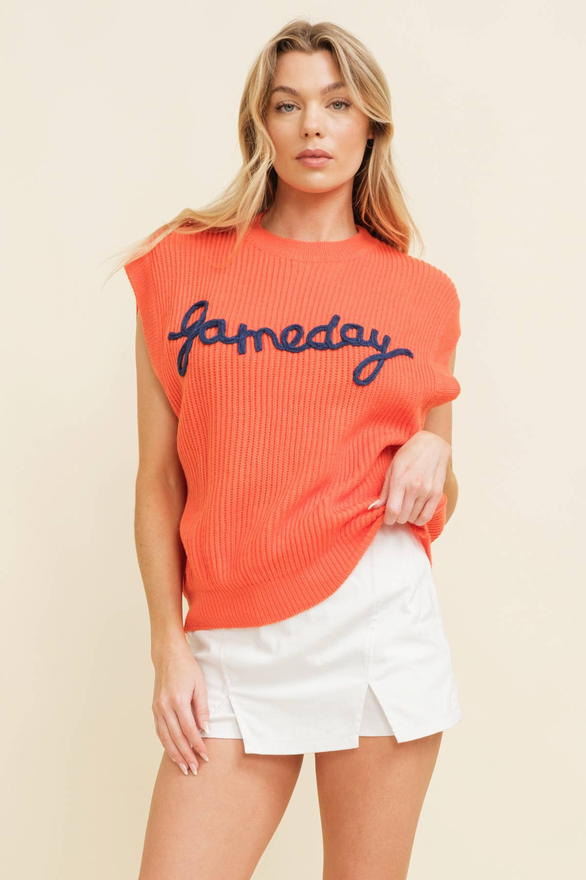 Gameday Embroidered Sleeveless Sweater Vest- Royal Blue