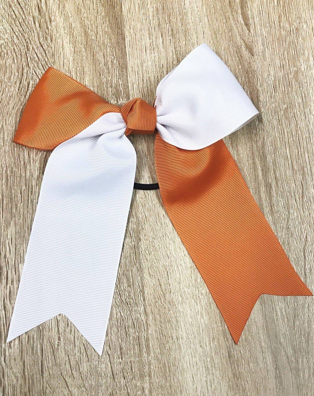 School Spirit Cheer Bows: Maroon/White