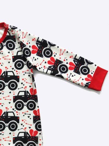 Love Monster Truck Boy Romper Valentine