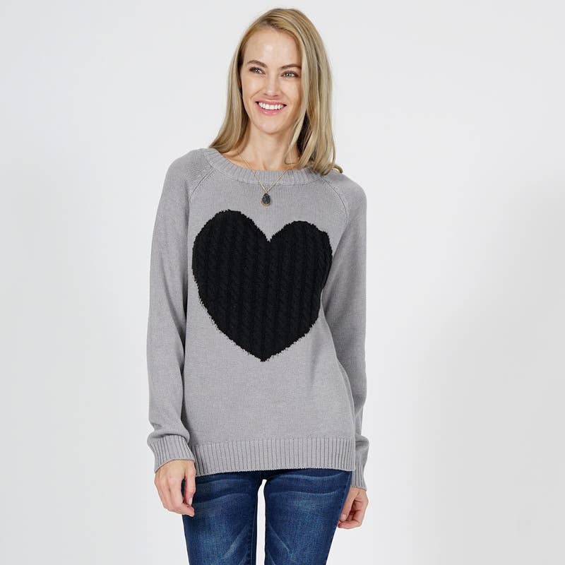 Sweet Heart Valentine Pullover Sweater- Tomato/ Oatmeal
