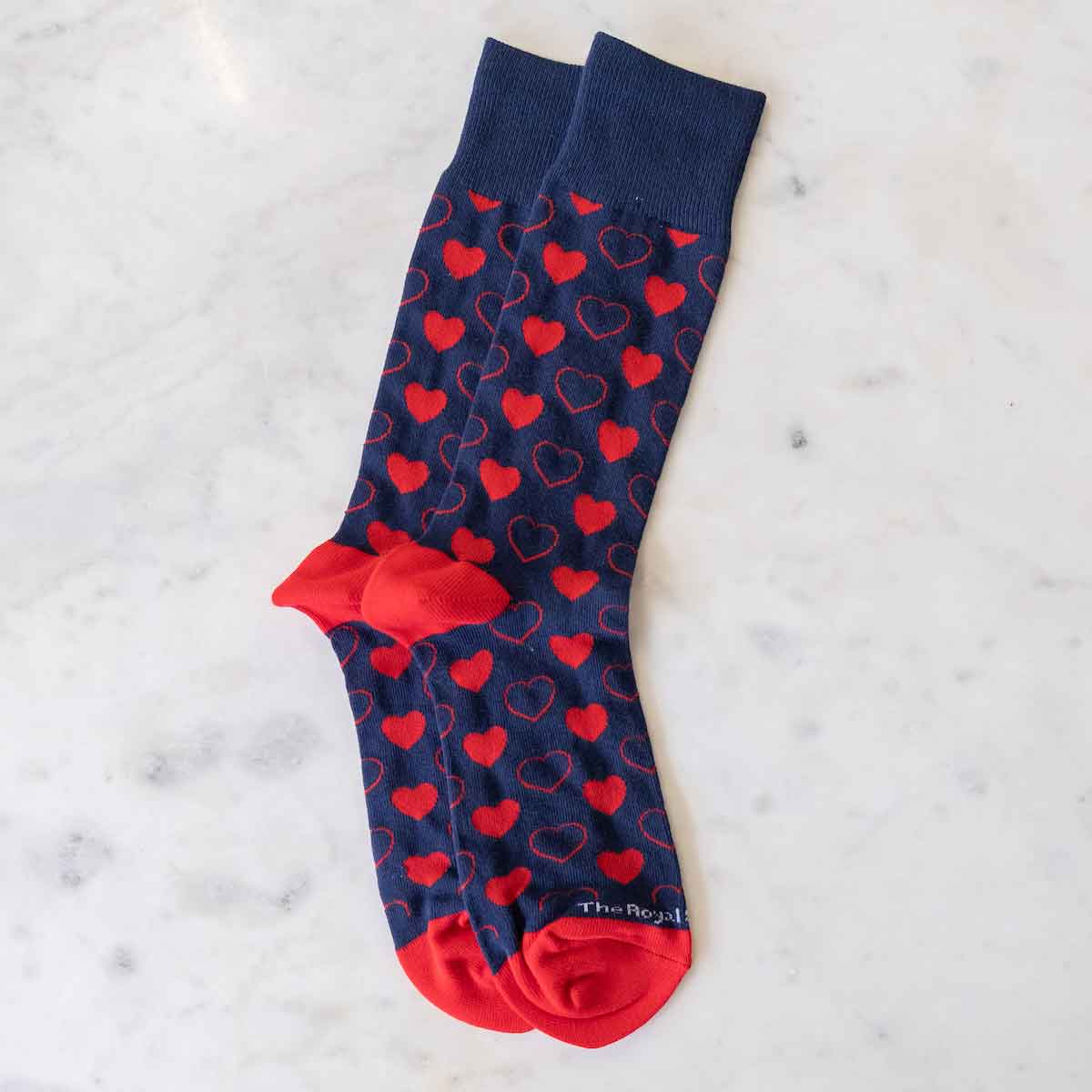 Men's Heart Socks Navy/Red One Size