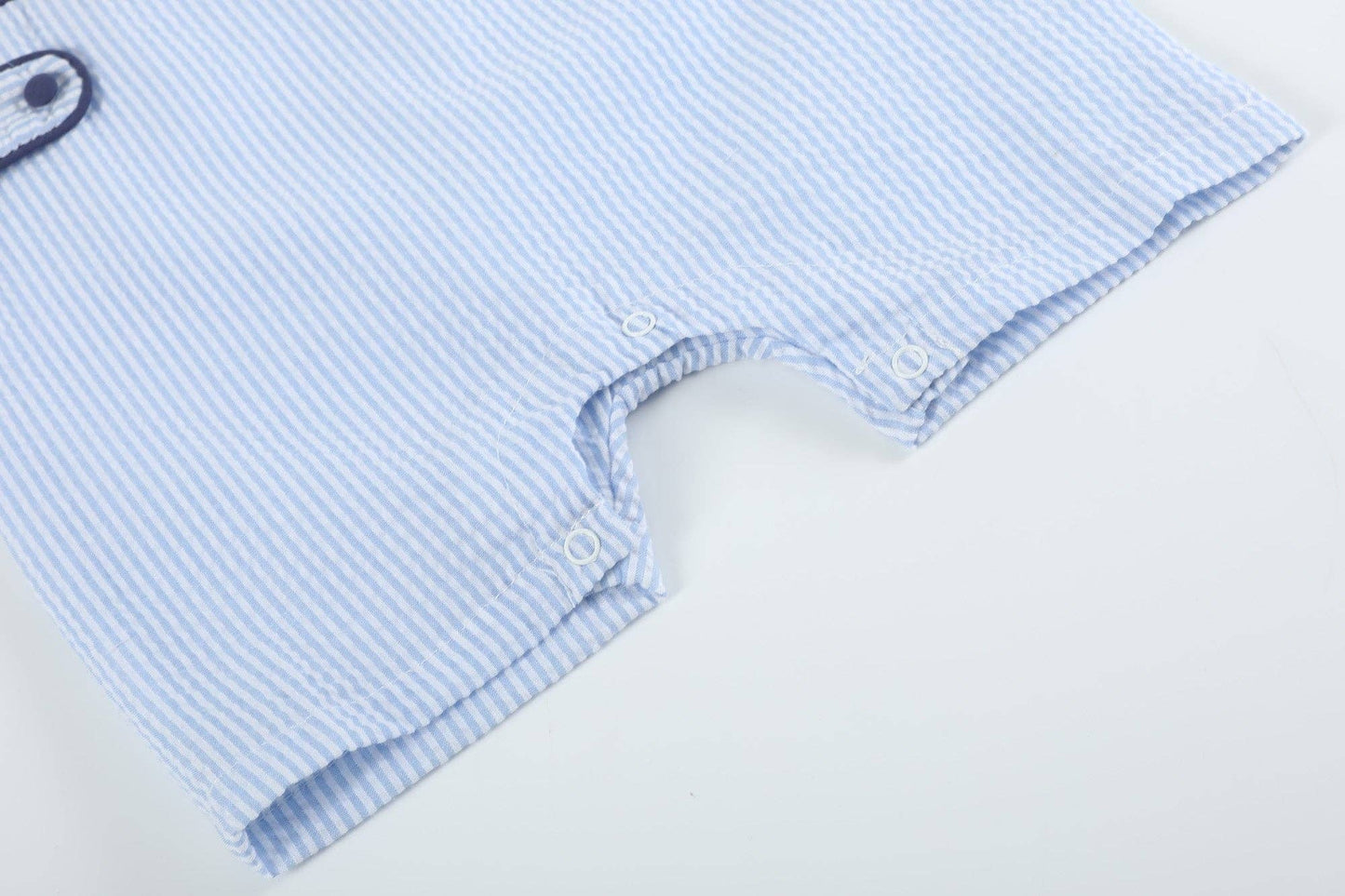Blue Striped Crawfish Smocked Shortalls