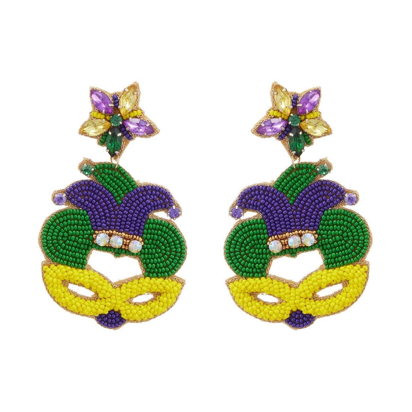 Mardi Gras Mask Seed Beads Earring