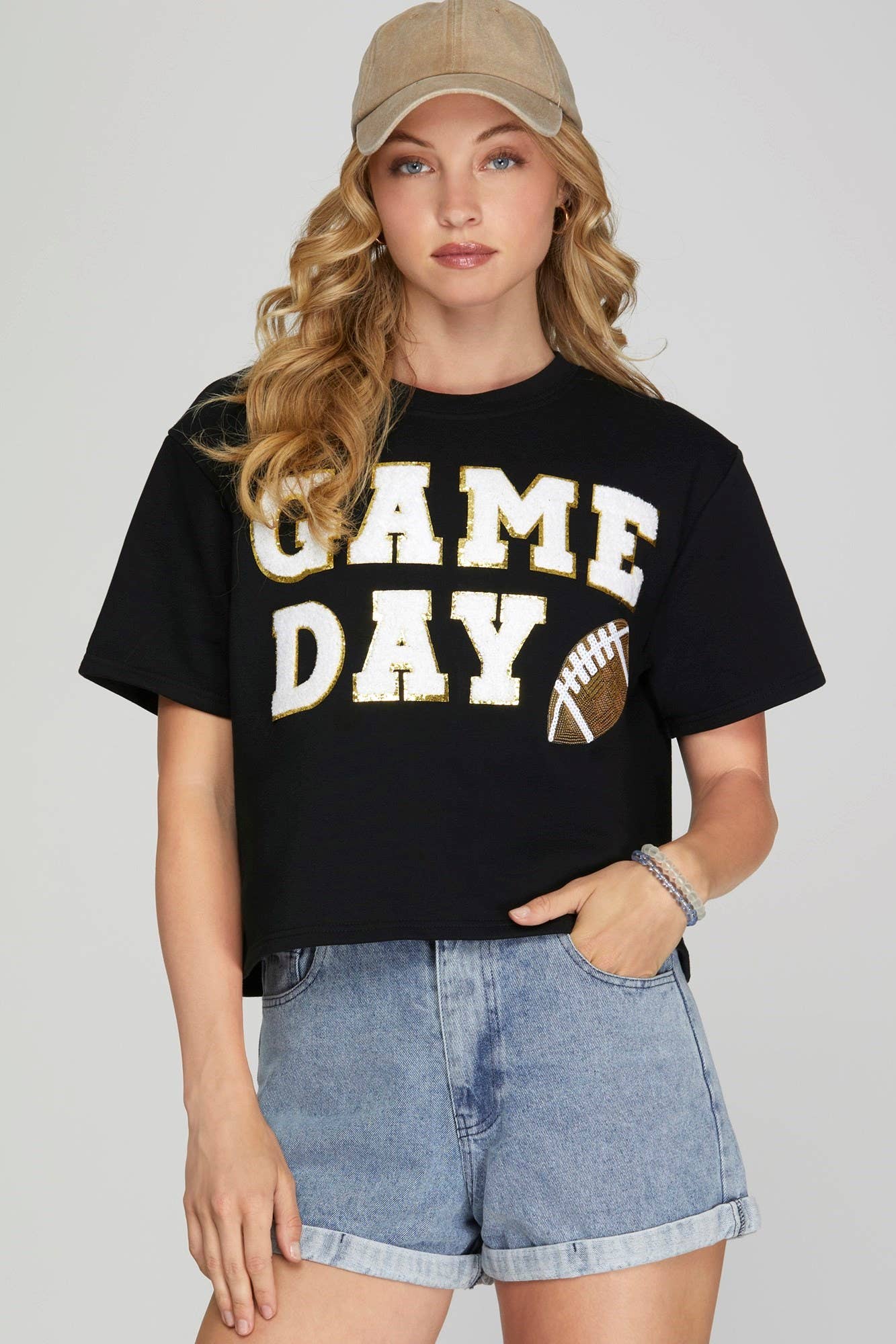 Game Day Football Patch Top- Purple