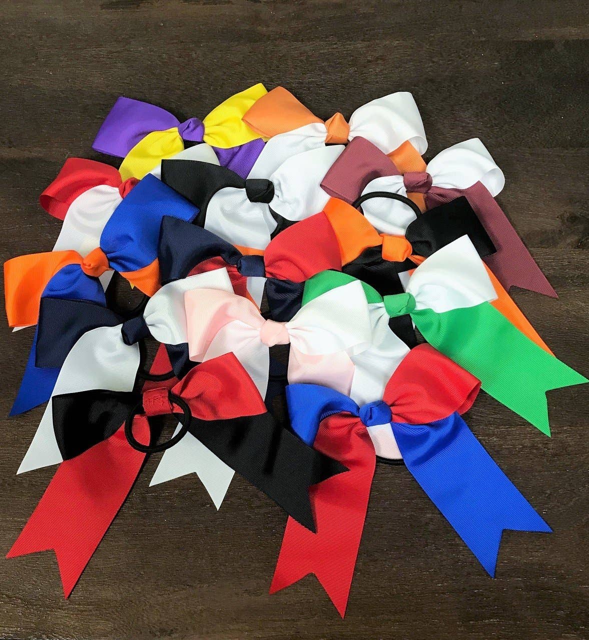 School Spirit Cheer Bows: Purple/Yellow