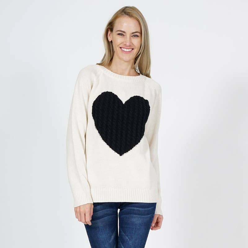 Sweet Heart Valentine Pullover Sweater- Tomato/ Oatmeal