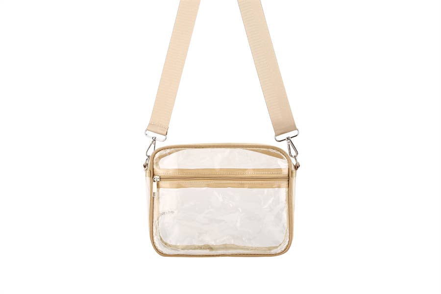Ladies Clear See Thru Crossbody Fashion Handbag- Silver