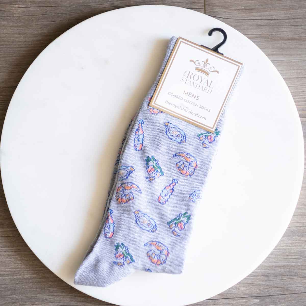 Men's Seafood Socks Gray/Blue/Green One Size