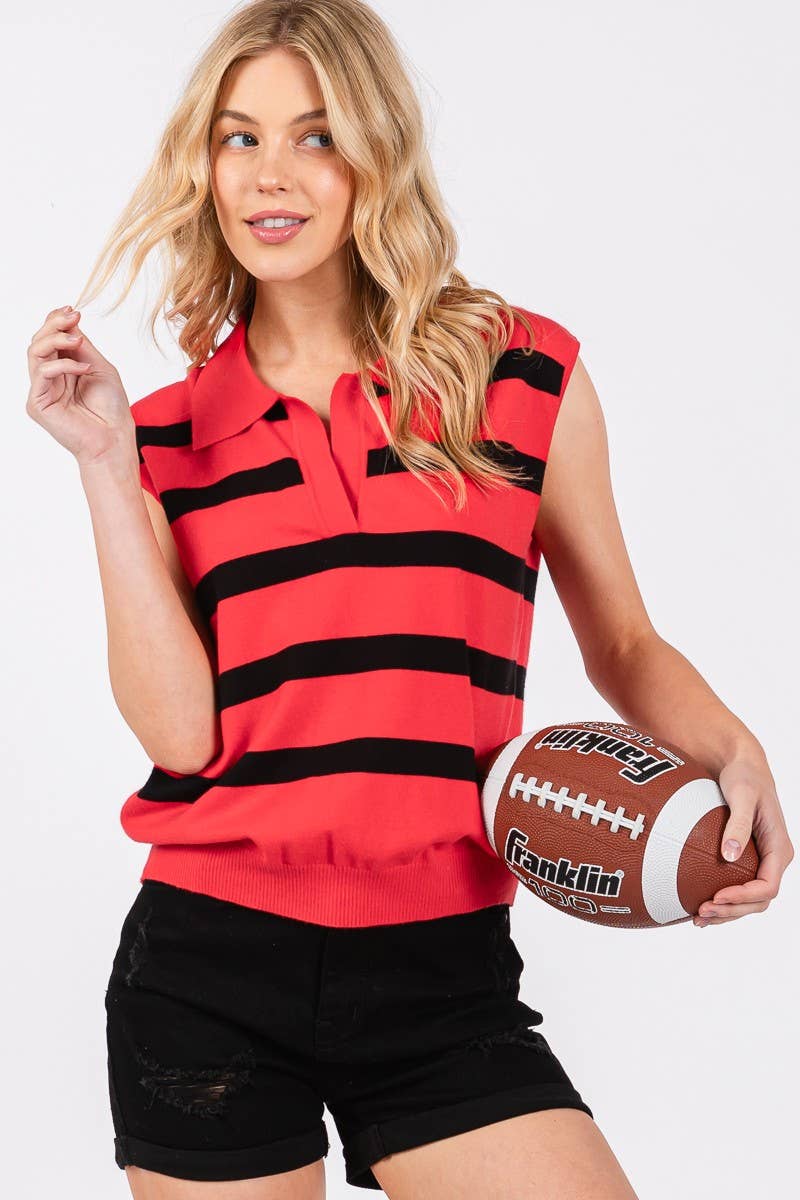Striped Sleeveless Sweater Top
