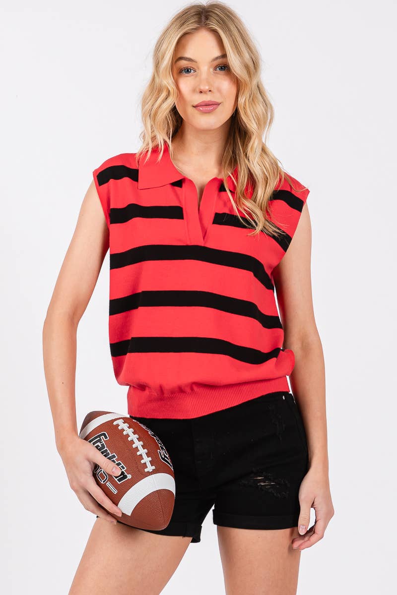Striped Sleeveless Sweater Top