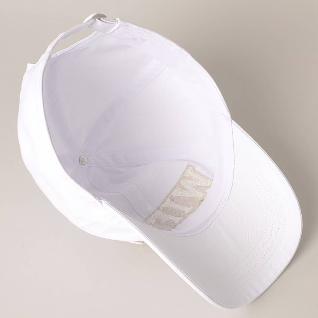WIFEY Chenille Letter Patch Cotton Baseball Cap- White