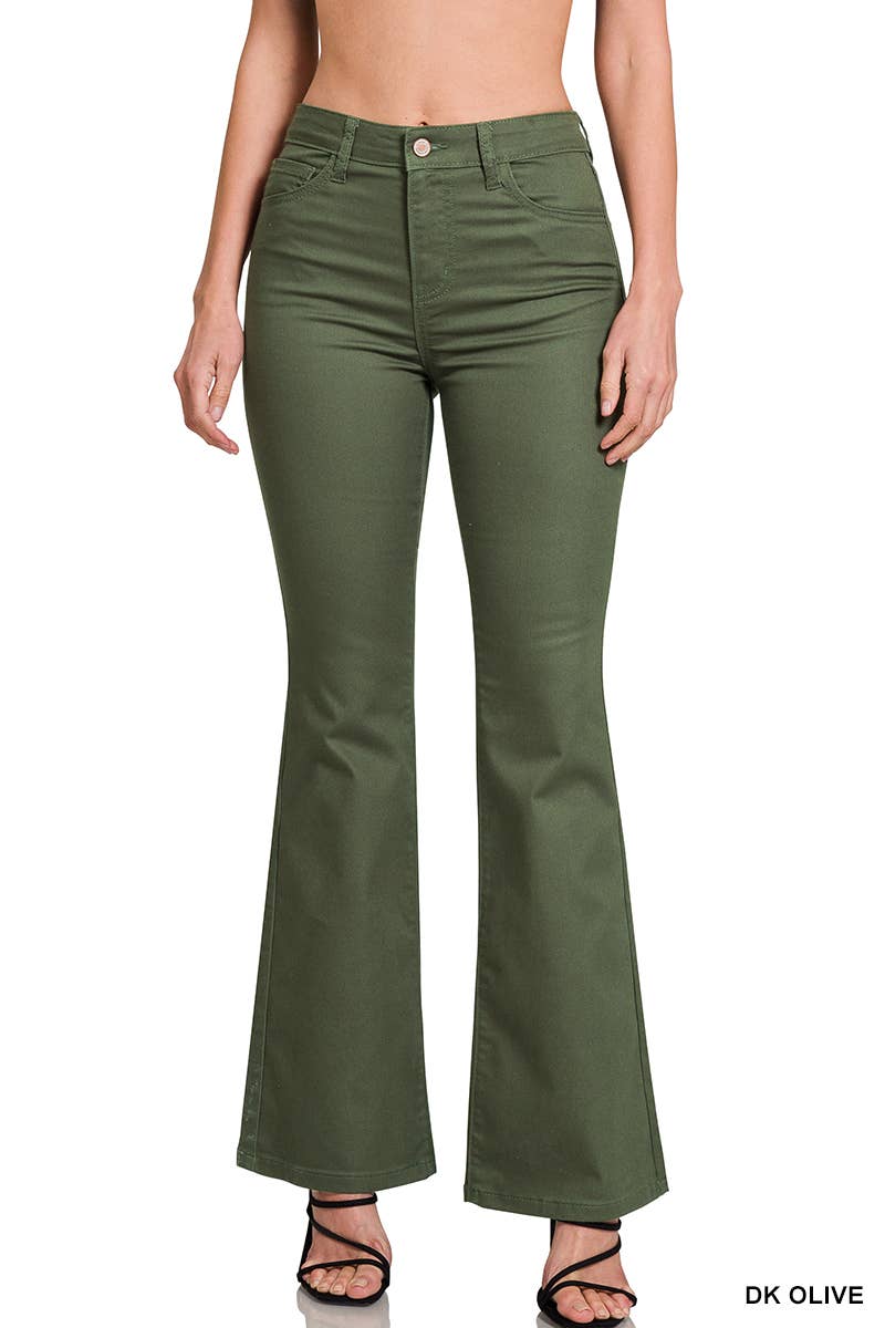 High Rise Bootcut Color Denim Pants