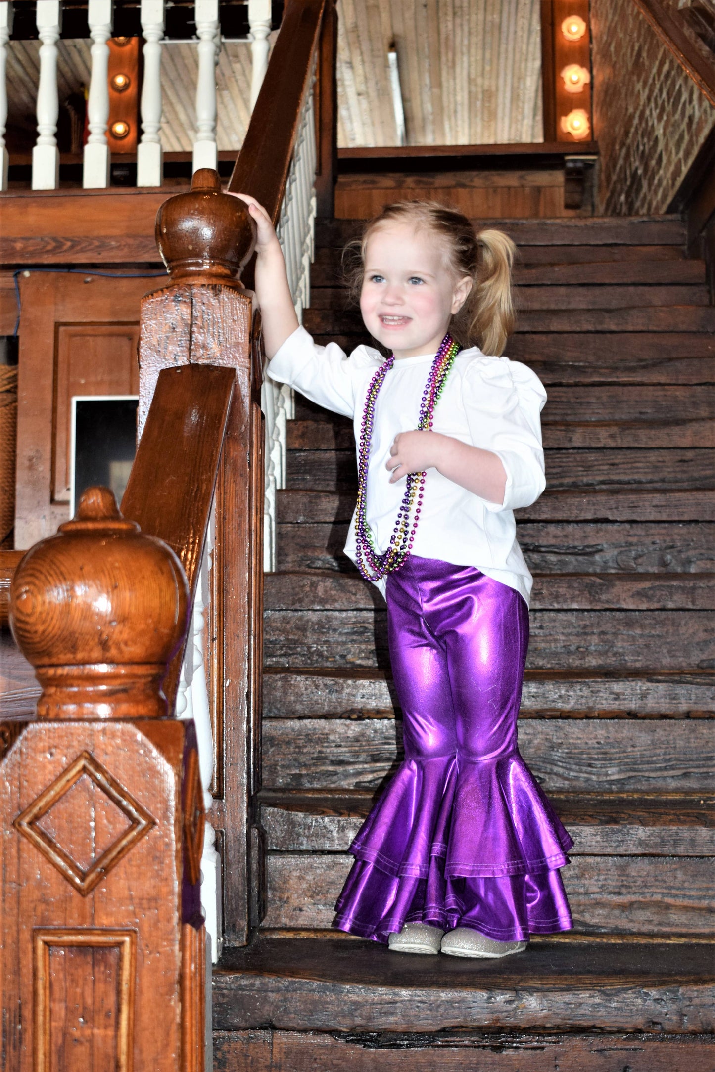Mardi Gras Foil Double Bell Leggings Toddler & Youth