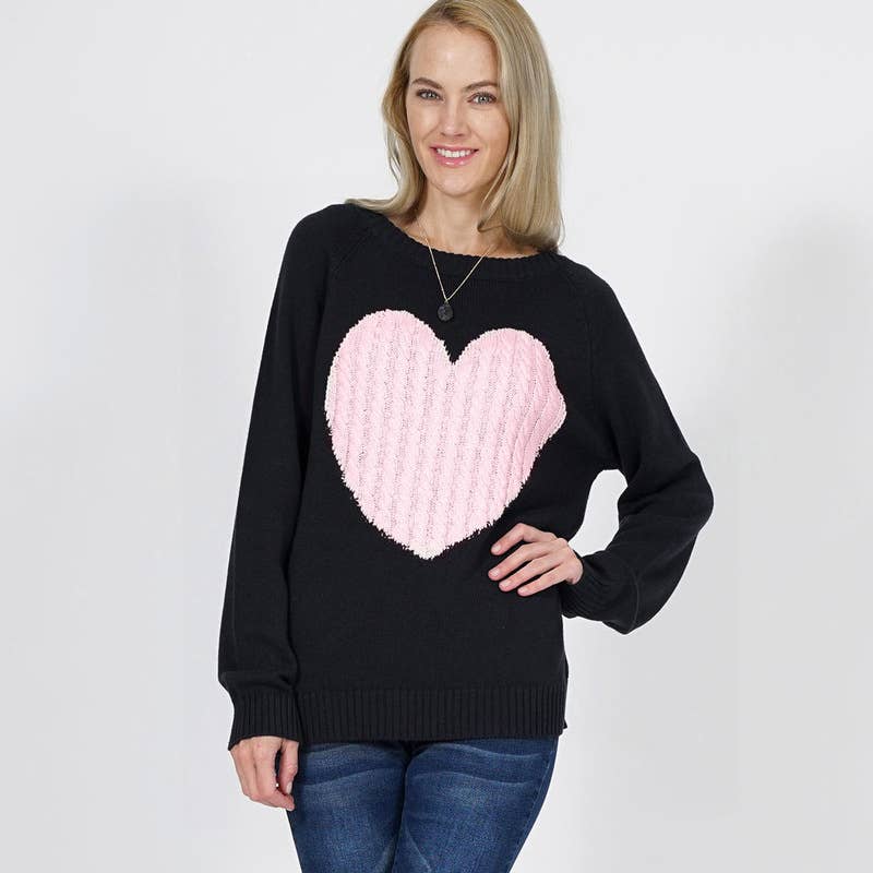 Sweet Heart Valentine Pullover Sweater- Tomato/ Oatmeal
