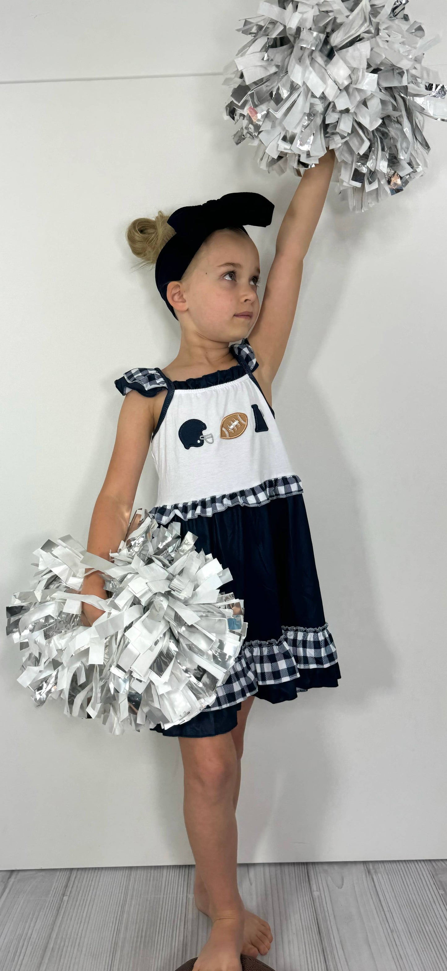 Team Spirit Girls Dress- Navy Embroidery