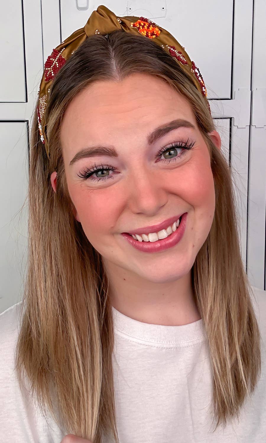 Thanksgiving Seed Bead Headband- Brown