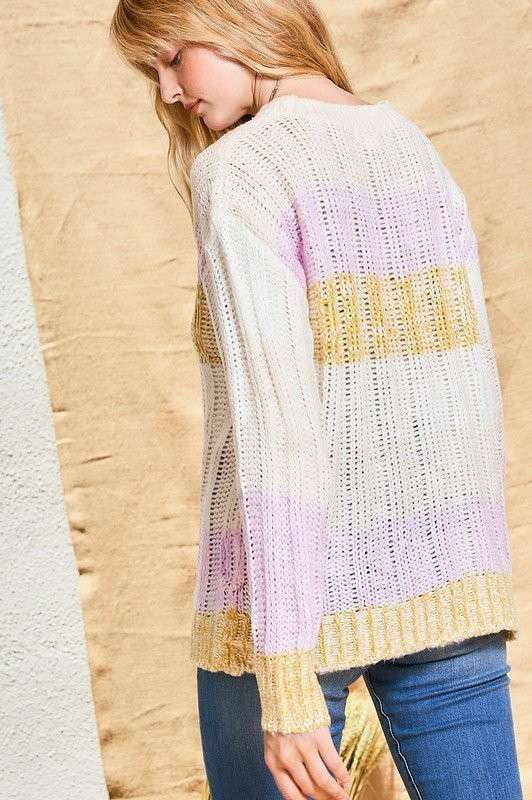 Color Block Sweater- Lavender Multi