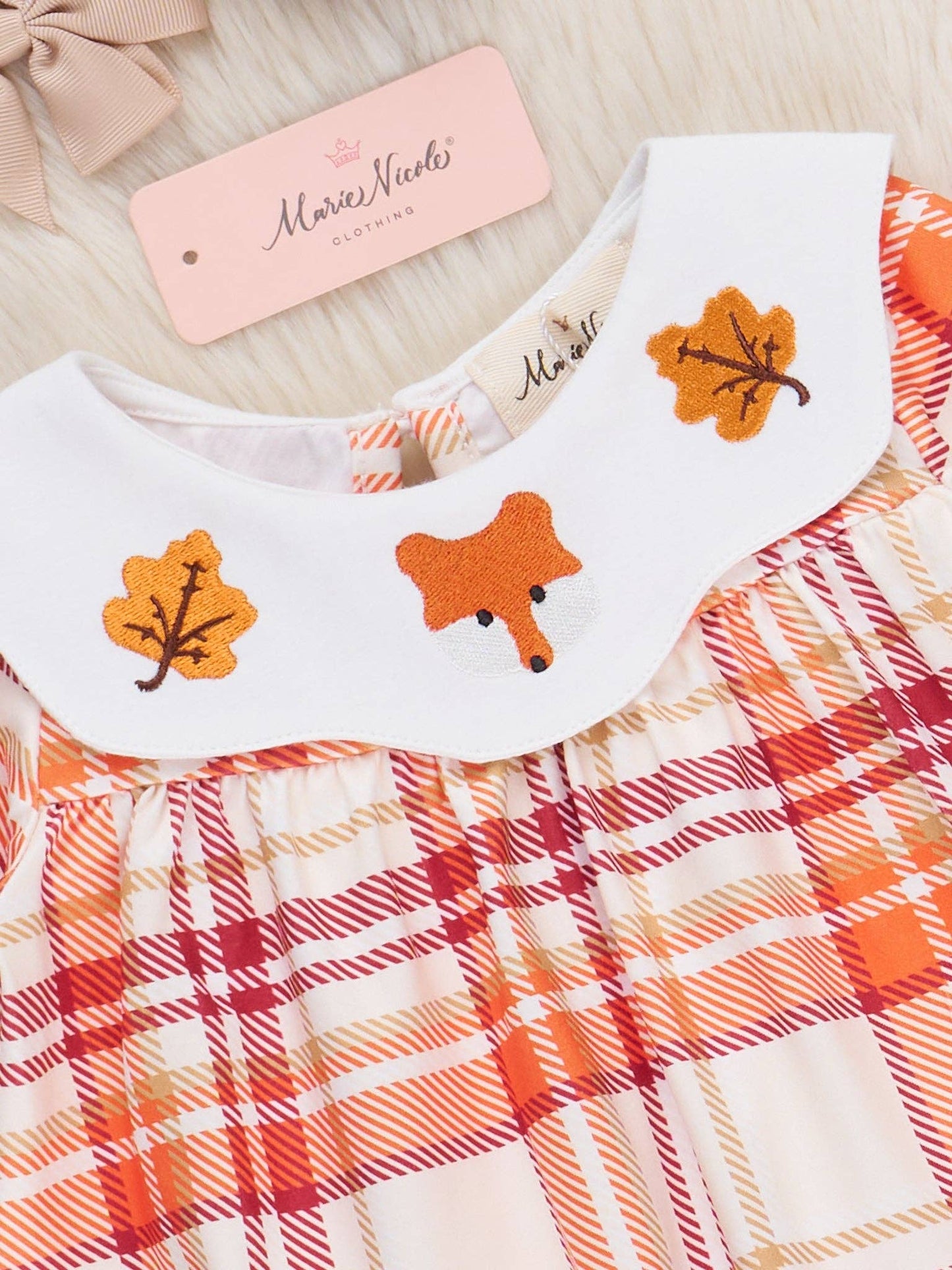 Cabin Critter Embroidered Plaid Bloomers Outfit