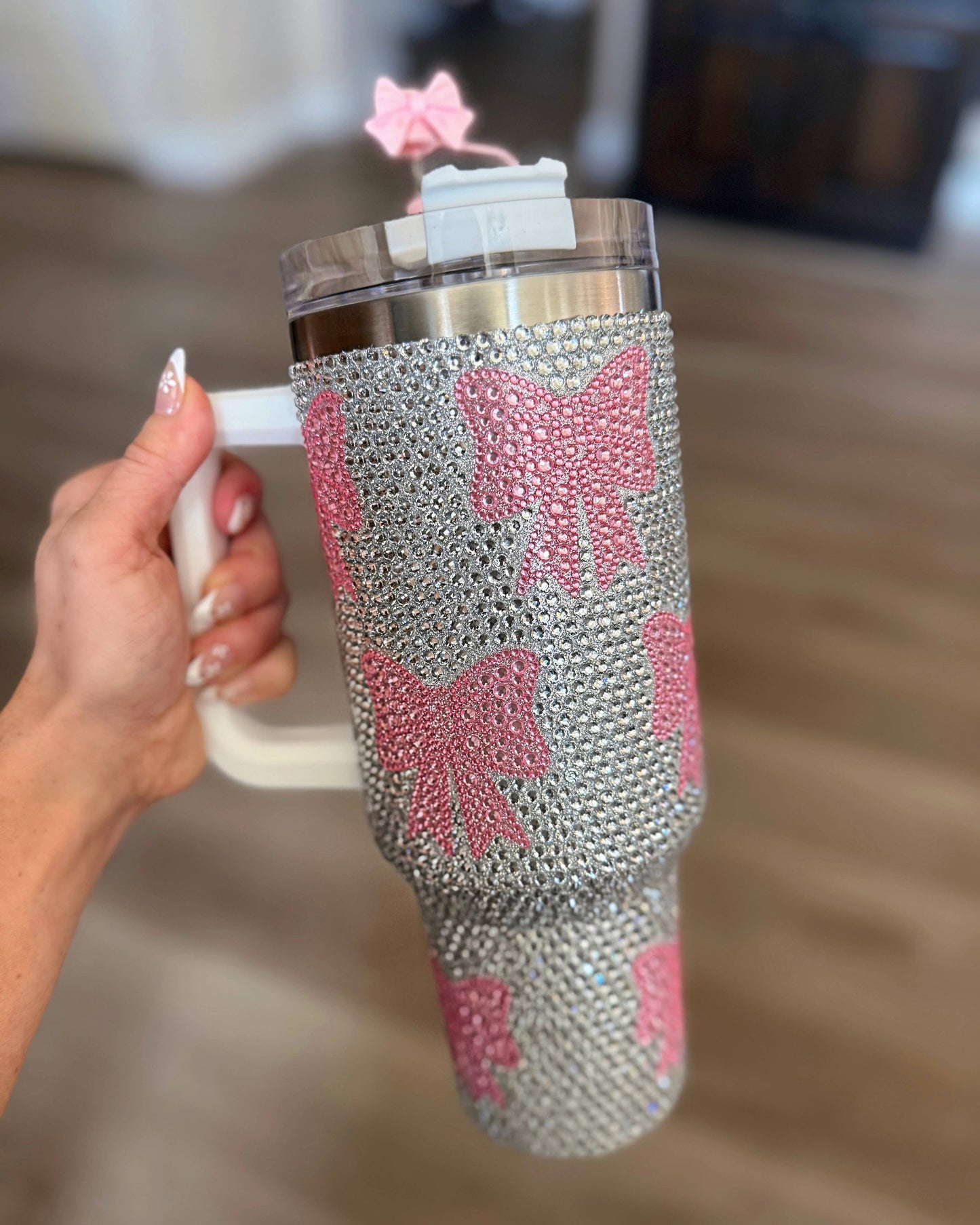 40 oz Crystal Pink Bow Tumbler